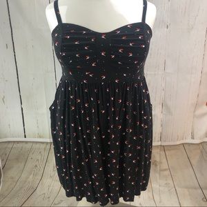 Torrid Navy Blue Pocketed Bird Print Skater Dress